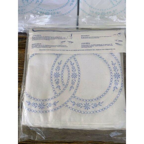 Vintage lot 3 Jack Dempsey Wedding Ring Stamped Embroidery Pillow cases NOS - Picture 7 of 11